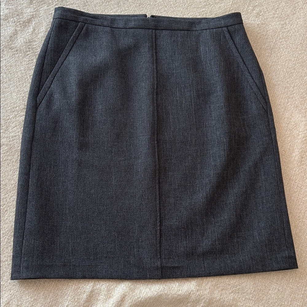 Anne Klein Gray Pencil Skirt Midi Lined Career Office Angled Side Pockets  10